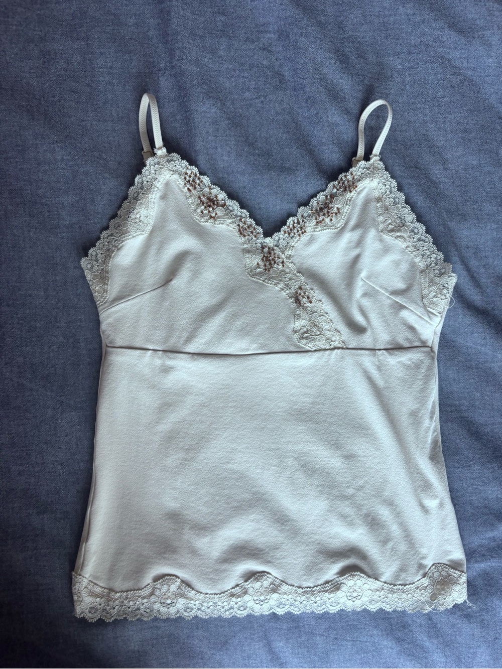 kenzie Cream Lace-Trim Camisole Tank